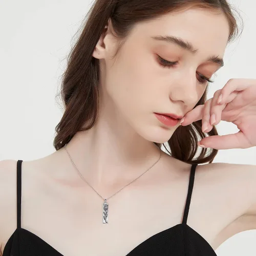 Vista 4 de Collar con colgante de urna de cremación de árbol de la vida celta para mujer, plata de ley US1