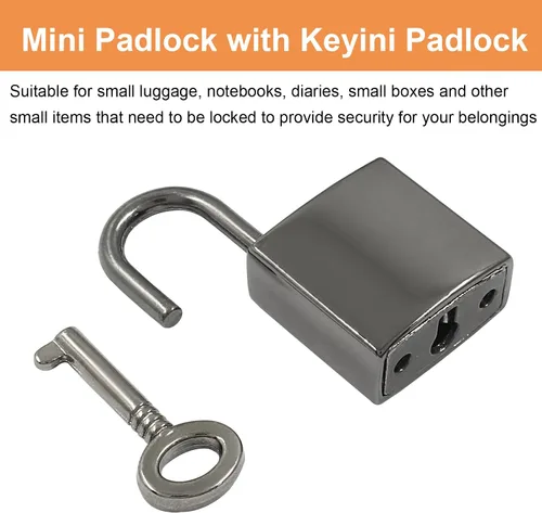 Vista 5 de Piutouyar Mini cerradura con llave, cerradura de equipaje pequeña, candado pequeño con llaves, cerradura de diario de metal, cerradura de bronce
