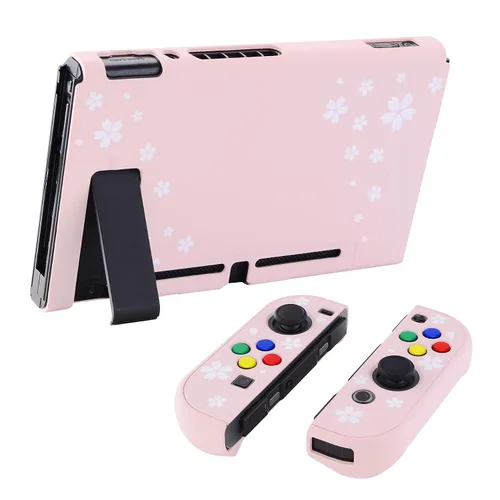 Vista 4 de eXtremeRate PlayVital Back Cover for Nintendo Switch Console, NS Joycon Controller Protector Hard Shell, Dockable Protective Case with Colorful ABXY