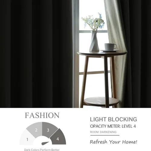 Vista 5 de Cortinas opacas con ojales para dormitorio y sala de estar, juego de 2 paneles con aislamiento térmico para oscurecer la habitación