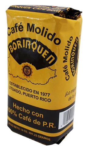 Vista 3 de Café molido Borinquen de las montañas de Puerto Rico 100 % puro, bolsa de 14 onzas
