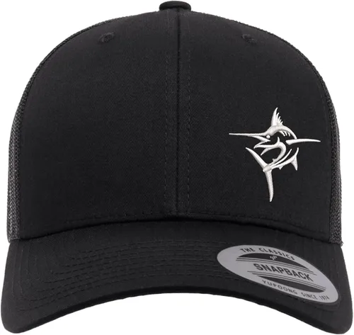 Vista 2 de Embroidered Swordfish Trucker Hat for Men & Women – Adjustable Mesh Back Snapback Baseball Cap for Fishing Negro-swwt