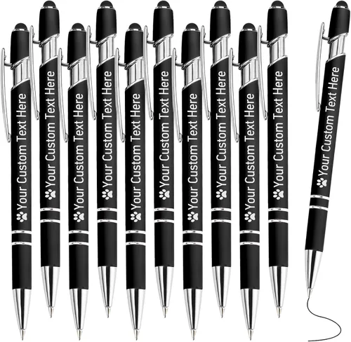 Vista 13 de STREADVE Bolígrafos personalizados personalizados con nombre grabado, logotipo, texto, bolígrafos de escritura suave, regalo personalizado para Negro