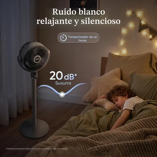Vista 3 de LEVOIT Ventilador de pie para dormitorio, ventilador de pedestal oscilante de 90°, silencioso de 20 dB para dormir, flujo de aire de 1024 CFM