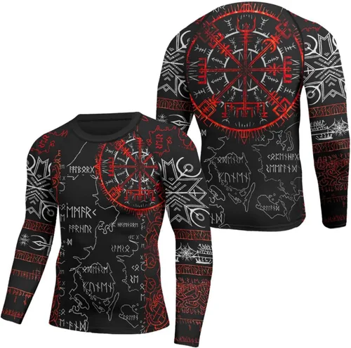 Vista 10 de Camiseta de compresión Viking de manga larga para capa base, ajuste de rendimiento, MMA BJJ, tela elástica Color 1
