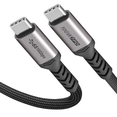 Vista 8 de Cable corto USB C a USB C (paquetes de 2 paquetes de 1.5 pies), 3.1 Gen 2 10Gbps 100W 4K USBC Video Cable de carga rápida de transferencia de datos