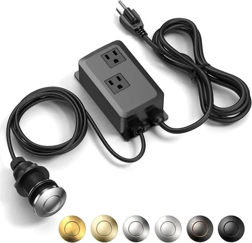 Vista 14 de Kit de Interruptor de Aire para Triturador de Basura, Salida Doble Profesional, Cubierta de Latón Macizo en Oro Cepillado, Botón Superior