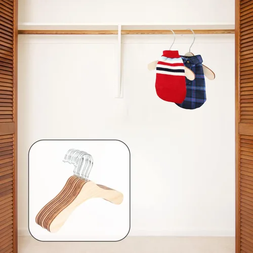 Vista 6 de Perchas de madera para perros, 10 perchas profesionales para mascotas para ropa de perros y gatos