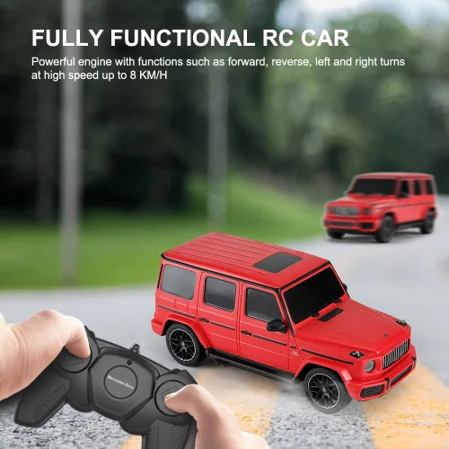 Vista 4 de Coche de control remoto a escala 1:24 para Mercedes G63, modelo de autos RC de 2.4 GHz, vehículo eléctrico de carreras deportivas, regalo para Rojo