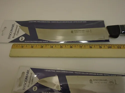 Vista 4 de Juego de cubiertos profesionales de marca comercial (2) cuchillos, cuchillo de chef de 8 pulgadas y cuchillo de corte de carne de carnicero de 10