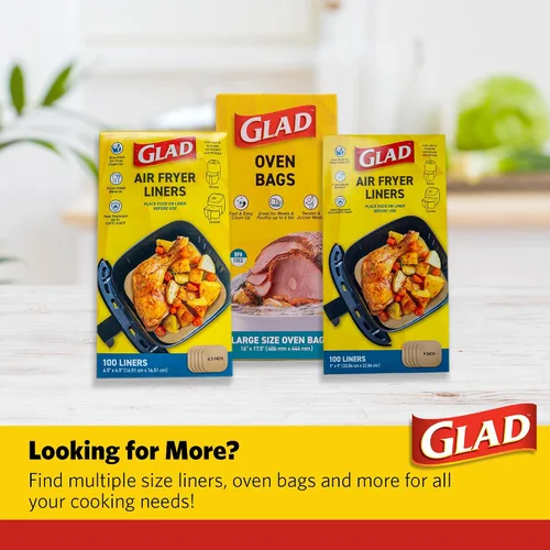 Vista 6 de Forros para freidora de aire Glad, antiadherentes y resistentes al calor, material de grado alimenticio, adecuados para freidoras de aire redondas
