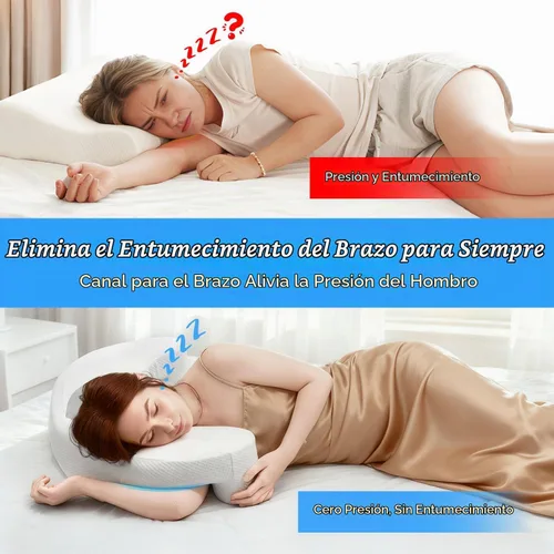 Vista 3 de Almohada para dormir de lado con canal de brazo para alivio del dolor de hombros, cuello y manguito rotador, almohada cervical de espuma
