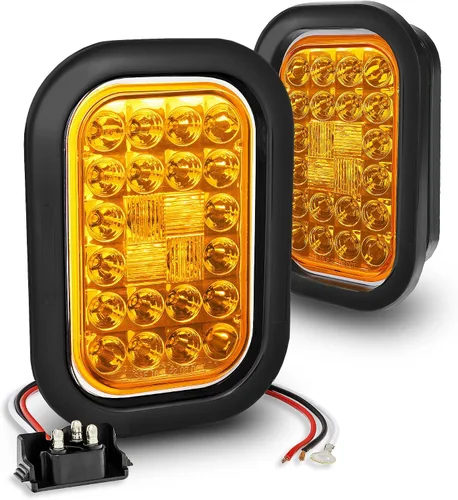 Vista 12 de TRUE MODS Kit de Luces Traseras LED Rectangulares Ámbar de 5x3 3x5 Pulgadas para Remolque [DOT FMVSS 108] [SAE I6 P P2] [Arandelas/Conectores]