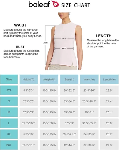Vista 6 de BALEAF Camisa de golf sin mangas para mujer bolsillo lateral con cremallera de un cuarto ligera de secado rápido sin cuello sin mangas tenis