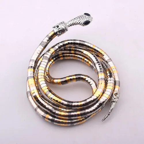 Vista 2 de Declaración - Collar de serpiente largo y grueso flexible y flexible cuello envolvente alrededor del cuello ajustable ajustable ajustable multicapa