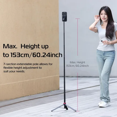 Vista 4 de ULANZI Palo de Selfie Magnético de 61'' Trípode para Teléfono con Control Remoto Inalámbrico, Soporte Extensible para Teléfono Celular, Compatible