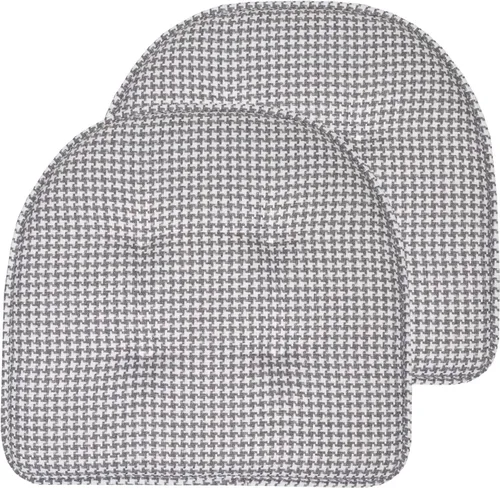 Vista 61 de Sweet Home Collection - Cojín de asiento de espuma viscoelástica y respaldo de caucho antideslizante con capitoné para silla, cojín en U, 17x16 Gris