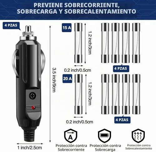 Vista 2 de Paquete de 4 encendedores de cigarrillos de 12 V, enchufe macho de 15 amperios, enchufe auxiliar de 24 V, enchufe de encendedor de cigarrillos