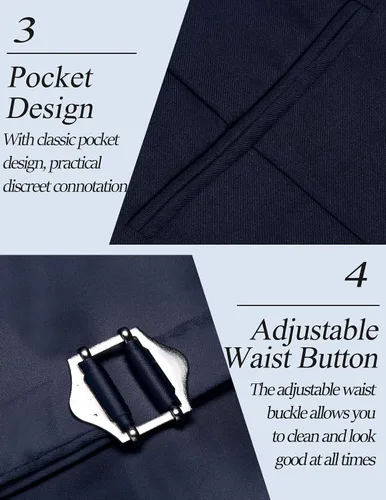 Vista 5 de COOFANDY Chaleco de traje para hombre, ajustado, chaleco formal de negocios, chaleco de vestir casual