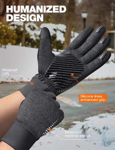 Vista 4 de rivmount Guantes cálidos de invierno para hombres y mujeres, pantalla táctil y antideslizantes, perfectos para ciclismo, correr, viajar, conducir