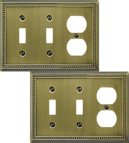 Vista 51 de OKAWYC Belaire - Cubierta para interruptor de luz de decoración individual, placa de pared de metal con cuentas, paquete de 4 unidades de bronce