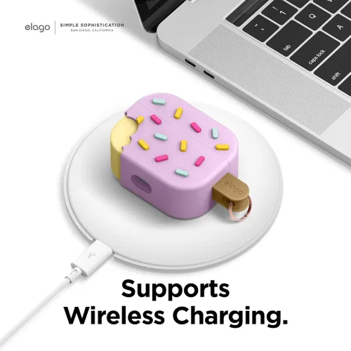Vista 5 de elago - Funda con llavero para audífonos AirPods Pro de Apple en forma de helado.