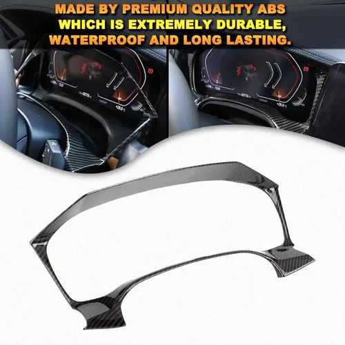 Vista 4 de Xotic Tech - Cubierta de marco de instrumentos para consola central interior, patrón de fibra de carbono, compatible con BMW Serie 3 G20 G28
