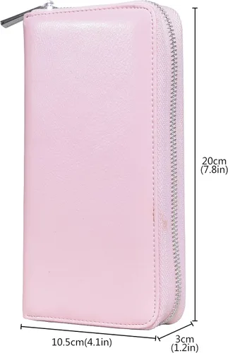 Vista 5 de Easyoulife Tarjetero de cuero genuino para mujer con 36 ranuras de seguridad RFID, L