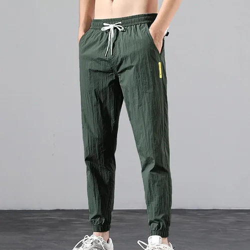 Vista 2 de Pantalones holgados para hombre con pantalones de moda atados pantalones de entrenamiento para hombre