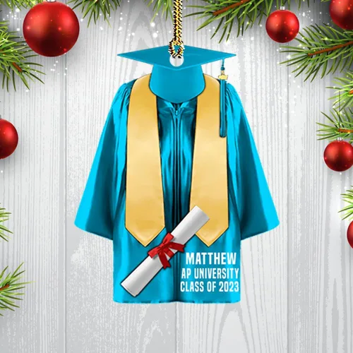 Vista 2 de Adorno de graduación, vestido de graduación personalizado con forma de acrílico, adorno plano, regalos para graduado, él, ella, amigos, adorno