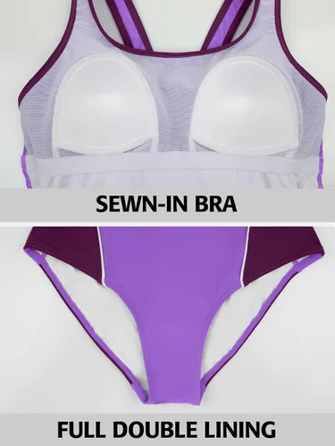 Vista 5 de ATTRACO Traje de baño deportivo de una pieza para mujer, traje de baño deportivo de entrenamiento para mujer