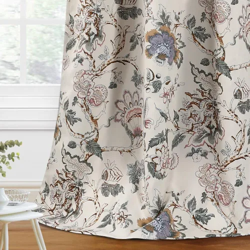 Vista 18 de H.VERSAILTEX Cortinas opacas de 63 pulgadas de largo, juego de 2 paneles de cortinas con estampado floral para sala de estar, cortinas de ventana