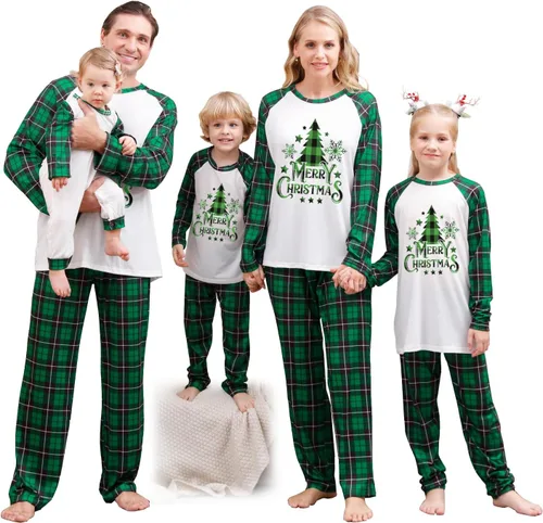 Vista 35 de OAKFashion Conjuntos de Pijamas Familiares de Navidad, Pijamas Familiares a Juego de Navidad Ropa de Dormir Pjs