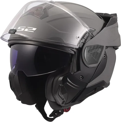 Vista 2 de Cascos LS2 Advant II - Casco modular para motocicleta con protector solar (Gris hormigón mate - Talla L)