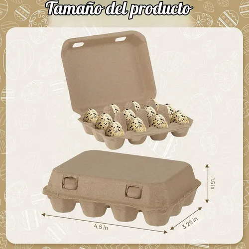 Vista 2 de 60 piezas de cartón de huevos de codorniz cesta de pulpa de papel, 3 x 4