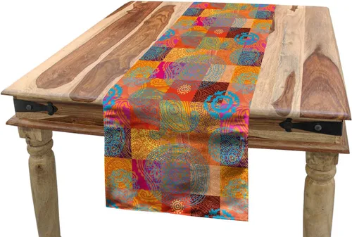 Vista 10 de Lunarable Camino de mesa tropical y manteles individuales, acuarela tucán loro flamenco piñas y flores silvestres sobre rombo, juego para decoración