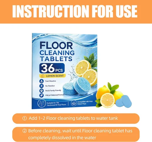Vista 9 de Tabletas limpiadoras de suelos duros, solución de limpieza profunda para trapear, cápsulas de limpieza solubles para azulejos, vinilo, madera dura