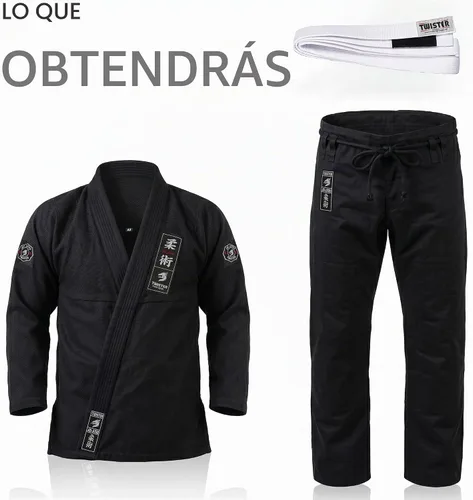 Vista 5 de Challenge 3.0 Premium Lightweight IBJJF BJJ Gi – Preshrunk Pearl Weave Jiu Jitsu Kimono with Free White Belt Negro