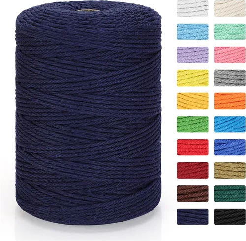 Vista 31 de Cordón de macramé 3mm x 300m Cuerda de macramé 100% algodón natural Cordón de algodón trenzado de 4 hebras para manualidades DIY, adornos