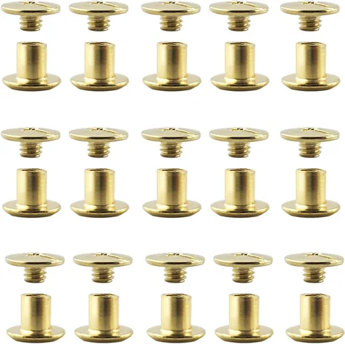 Vista 11 de Juego de 50 tornillos dorados para encuadernación Chicago, kit surtido de remaches de uñas, botón de Chicago, decoración de cuero, encuadernación