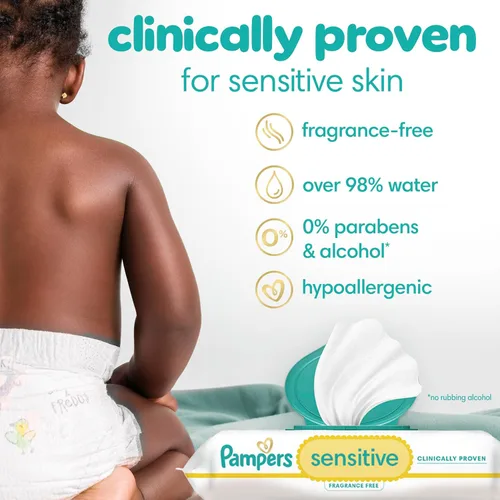 Vista 9 de PAMPERS Swaddlers 360 - Pañales con sistema de ajuste, talla 3, 156 unidades, con toallitas para bebé sensibles, 4 paquetes con tapa abatible