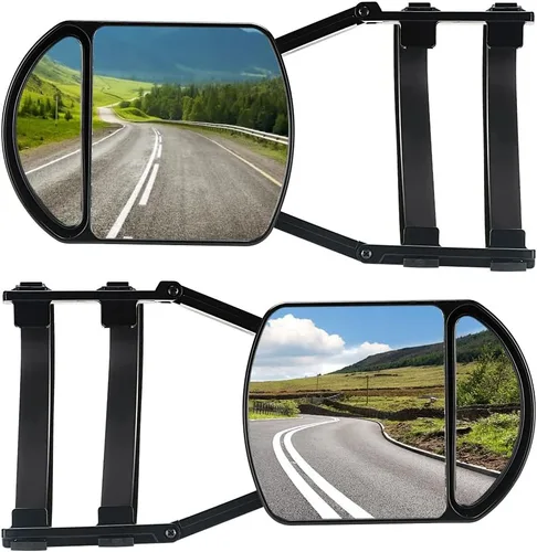 Vista 8 de Espejos universales de remolque con clip, espejos extendidos para remolque, rotación de 360 grados, espejo de remolque ajustable, negro, 2 piezas