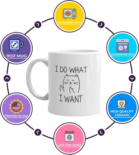 Vista 2 de D STICKY COMPANY Taza de café de cerámica con diseño de gato divertido de 11 onzas, taza de café humorística para amantes de los gatos, hogar