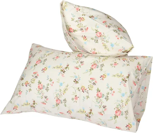 Vista 2 de Fundas de almohada para cama Queen, 100% algodón, diseño floral, transpirable, con cierre de sobre, 20 x 30 pulgadas
