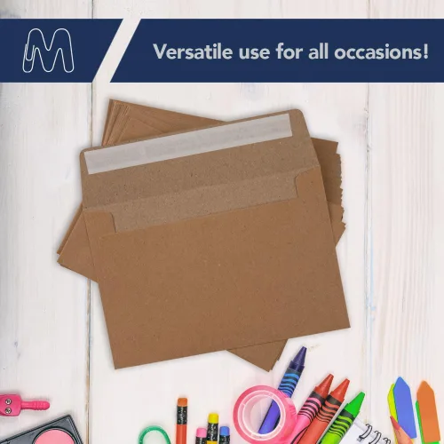 Vista 5 de MOS — Sobres de Papel Kraft A1 de 3.6 x 5.1 Pulgadas, Paquete de 100 — Sobres de Invitación Autoadhesivos Marrones de Peso Pesado para RSVP