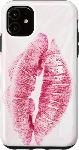 Vista 5 de Carcasa rosa para iPhone 15 Kiss Lips Love