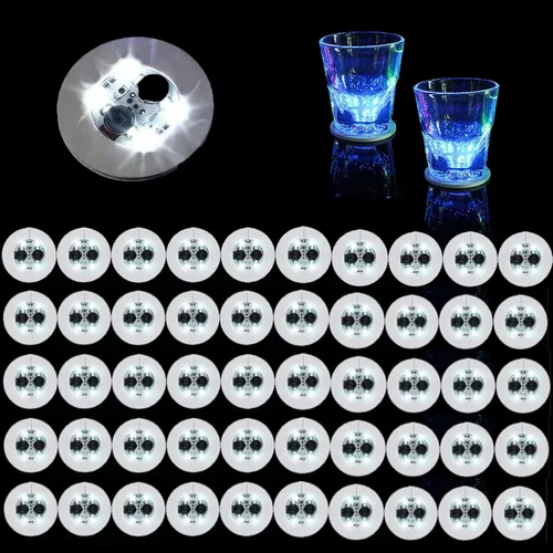 Vista 6 de FLOWERTEEN 20 posavasos LED redondos para botella de licor de vino, fiesta de bebidas, fiesta de bar (multicolor)