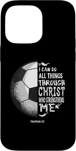 Vista 21 de Funda para iPhone 17 con versículo bíblico de fútbol Christian Sayings Philippians 4:13