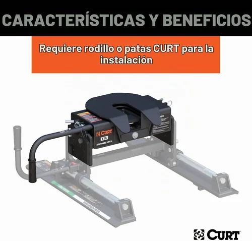 Vista 5 de CURT 16515 E16 - Cabeza de enganche de 5ª rueda solamente, requiere patas o rodillo, 16,000 libras