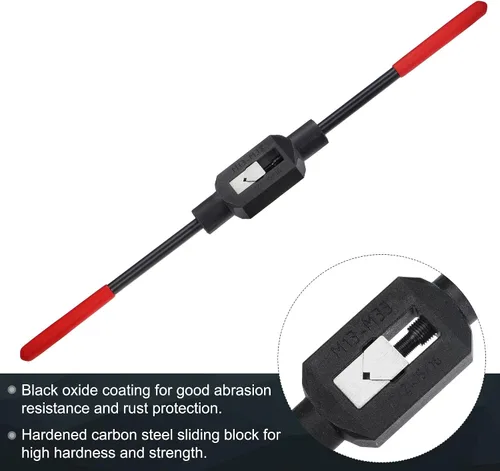 Vista 3 de uxcell Mango de llave de grifo ajustable para roscas métricas M13-M33 de 1/2"-1-5/16" (UNC/UNF), soporte de rosca, herramienta de roscado manual